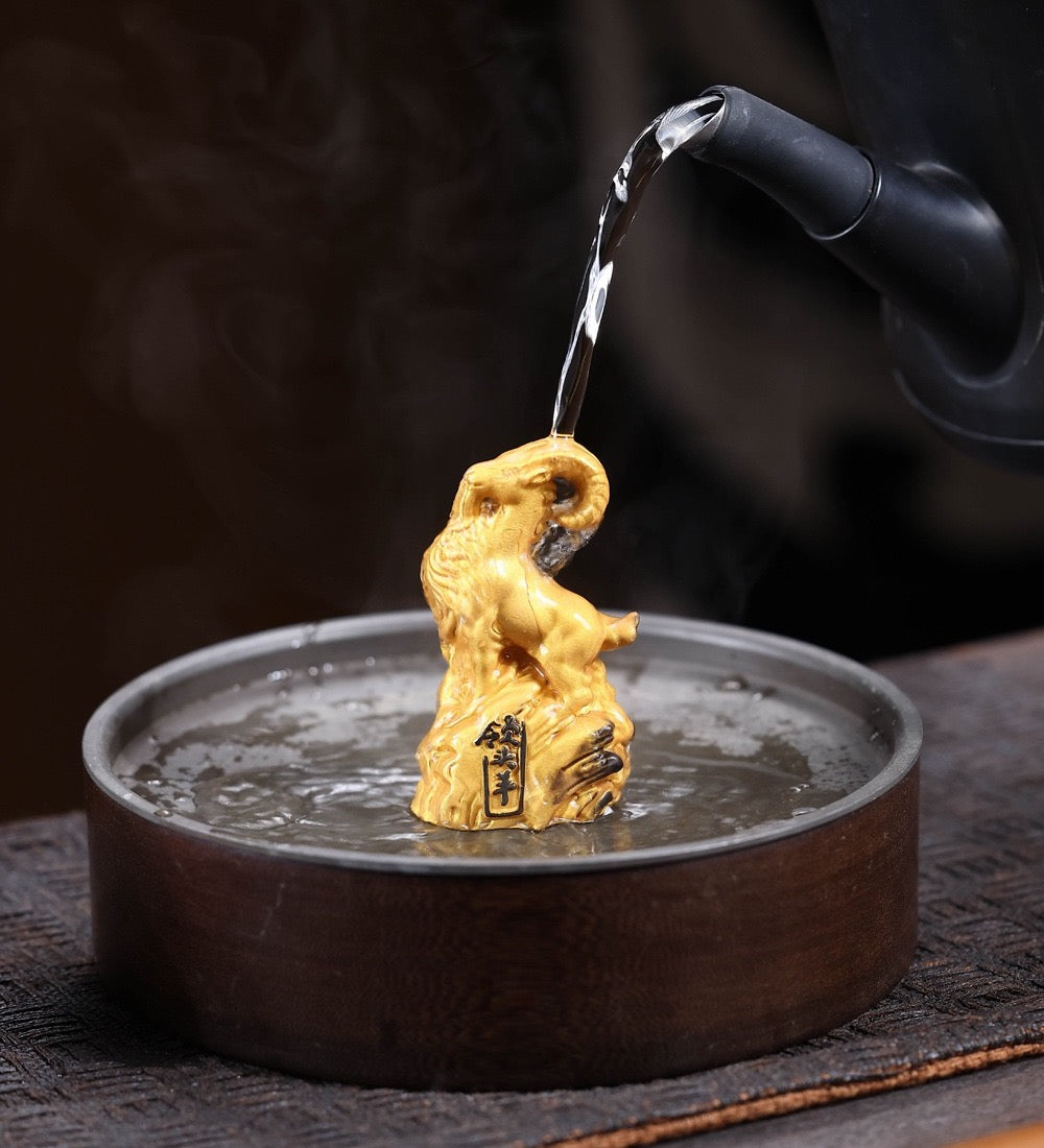 Golden Goat Changing Color Tea Pet, 8,5 cm
